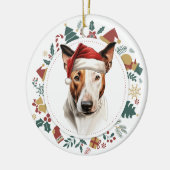 Weihnachtsmannmütze Bull Terrier Dog Holiday Bilde Keramik Ornament (Links)