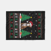 Weihnachtsmannmütze Bull Terrier Dog Xmas Tree Lig Fleecedecke (Vorderseite (Horizontal))