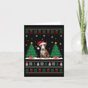 Weihnachtsmannmütze Bull Terrier Dog Xmas Tree Lig Karte
