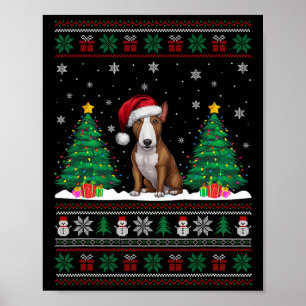 Weihnachtsmannmütze Bull Terrier Dog Xmas Tree Lig Poster