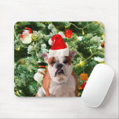 Weihnachtsmannmütze Bulldog Christmas Tree Snowman Mousepad (Mit Mouse)