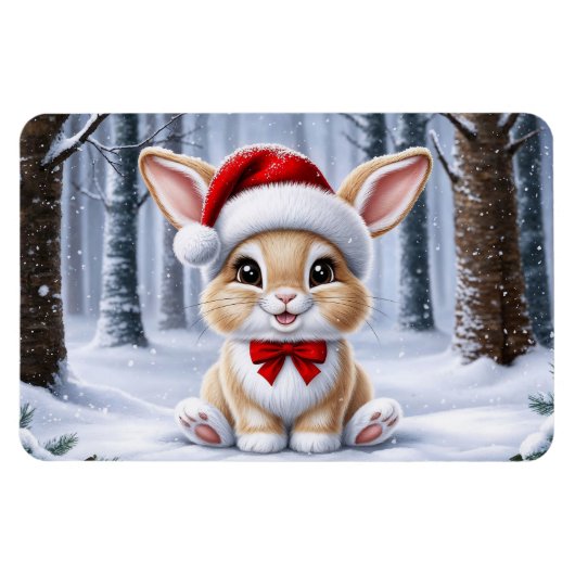 Weihnachtsmannmütze Bunny Magnet (Horizontal)