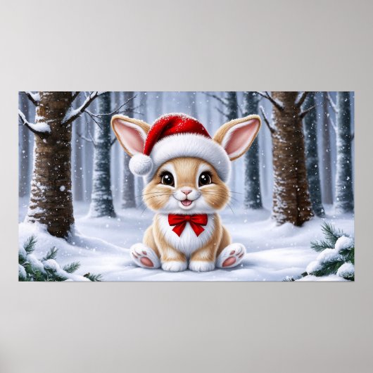 Weihnachtsmannmütze Bunny Poster (Vorne)