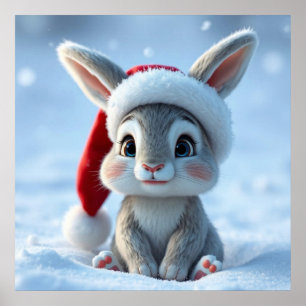 Weihnachtsmannmütze Bunny Poster
