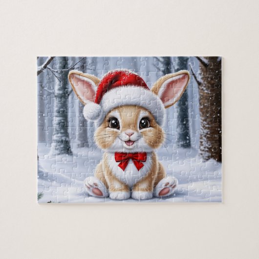 Weihnachtsmannmütze Bunny Puzzle (Horizontal)