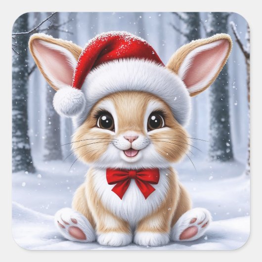Weihnachtsmannmütze Bunny Stickers (Vorderseite)