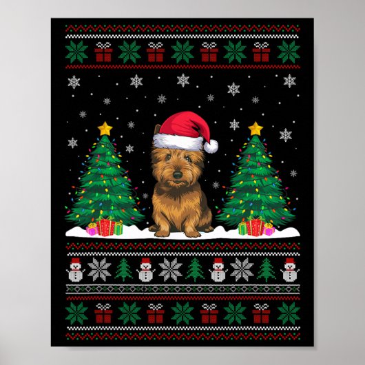 Weihnachtsmannmütze Cairn Terrier Dog Xmas Tree Li Poster (Vorne)