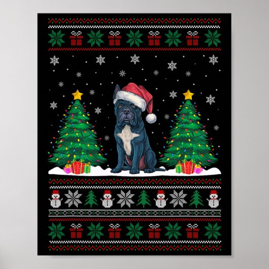 Weihnachtsmannmütze Cane Corso Dog Weihnachtsbauml Poster (Vorne)