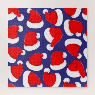 Weihnachtsmannmütze Cartoon Nahtloser Hintergrund Puzzle