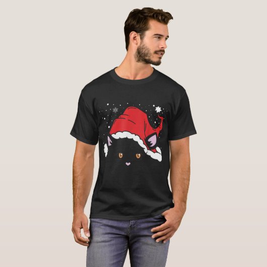 Weihnachtsmannmütze Cat Face Weihnachtskätzchen Li T-Shirt (Vorne ganz)