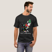 Weihnachtsmannmütze Cat Meowy X Mas Licht Weihnach T-Shirt (Vorne ganz)