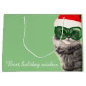 Weihnachtsmannmütze Cat, Weihnachtsgeschenk Große Geschenktüte (Vorderseite)
