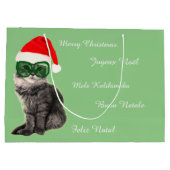 Weihnachtsmannmütze Cat, Weihnachtsgeschenk Große Geschenktüte (Rückseite)