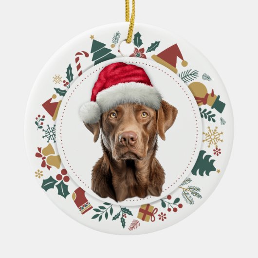 Weihnachtsmannmütze Chesapeake Bay Retriever Holid Keramik Ornament (Vorne)