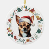 Weihnachtsmannmütze Chihuahua Dog Weihnachtsschade Keramik Ornament (Vorne)