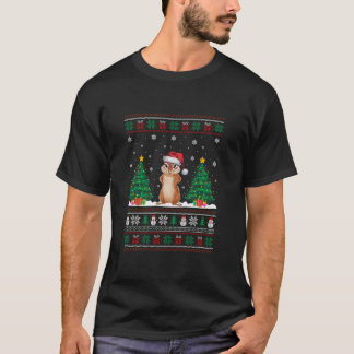 Weihnachtsmannmütze Chipmunk Weihnachtsbaum Lights T-Shirt