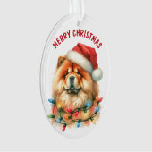 Weihnachtsmannmütze Chow Chow Dog in Holiday Light Ornament (Vorderseite)