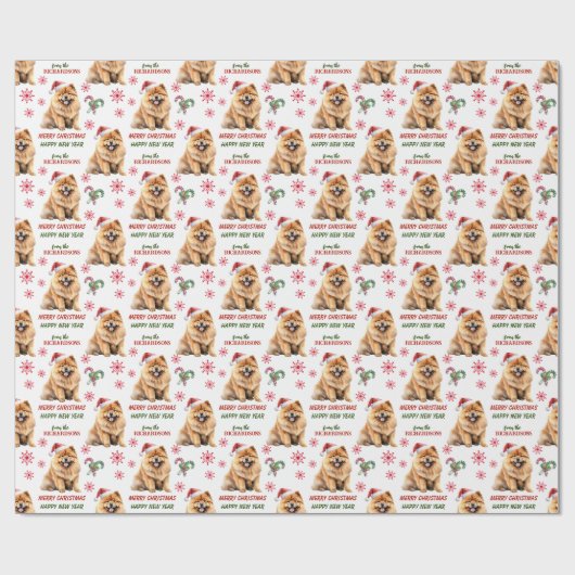 Weihnachtsmannmütze Chow Chow Dog Weihnachten Geschenkpapier (Flach)