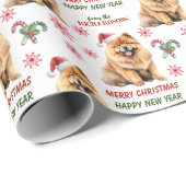 Weihnachtsmannmütze Chow Chow Dog Weihnachten Geschenkpapier (Rolleneckpunkt)