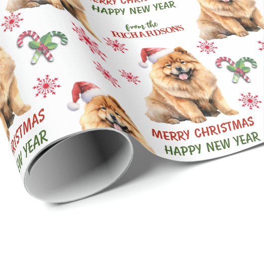 Weihnachtsmannmütze Chow Chow Dog Weihnachten Geschenkpapier (Rolleneckpunkt)