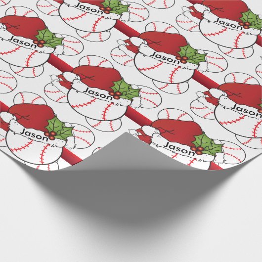 Weihnachtsmannmütze Christmas Baseball | DIY Name Geschenkpapier (Ecke)