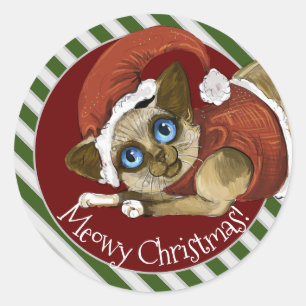 Weihnachtsmannmütze & Coat Christmas Kitty Runder Aufkleber