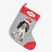 Weihnachtsmannmütze Cocker Spaniel Snowflake Borde Großer Weihnachtsstrumpf (Vorderansicht (hängend))