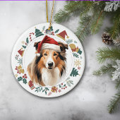 Weihnachtsmannmütze Collie Dog Holiday Images Wrea Keramik Ornament