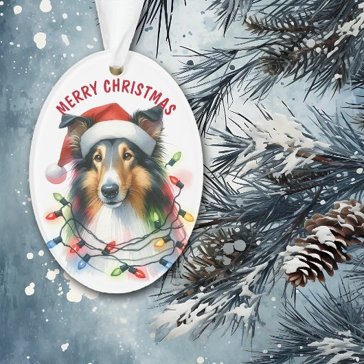 Weihnachtsmannmütze Collie Dog in Holiday Light St Ornament