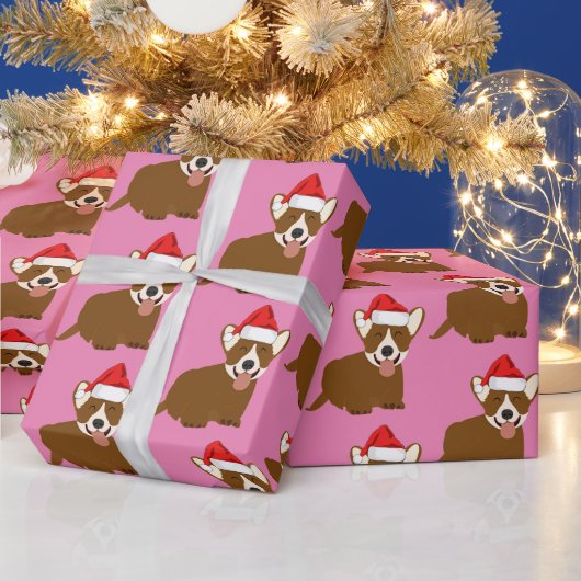 Weihnachtsmannmütze Corgi Geschenkpapier (Feiertage)
