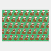 Weihnachtsmannmütze Corgi Geschenkpapier Set (Vorderseite)
