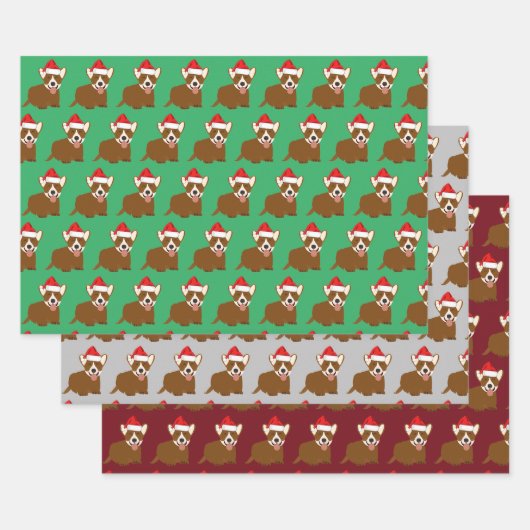 Weihnachtsmannmütze Corgi Geschenkpapier Set (Set)
