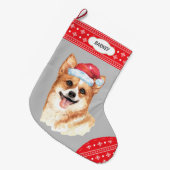 Weihnachtsmannmütze Corgi Großer Weihnachtsstrumpf (Vorderansicht (hängend))