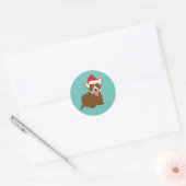 Weihnachtsmannmütze Corgi Runder Aufkleber (Umschlag)