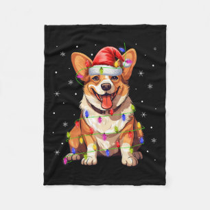 Weihnachtsmannmütze Corgi Xmas Lighting Corgi Dog  Fleecedecke