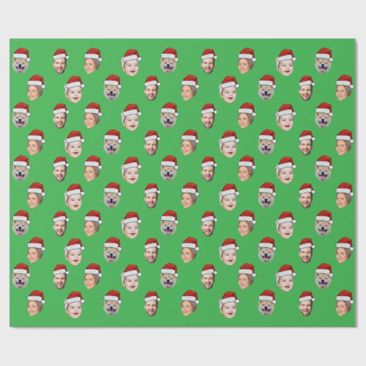 Weihnachtsmannmütze Custom Family Face 4 Fotos Wei Geschenkpapier (Flach)