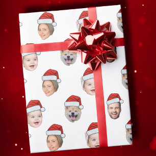 Weihnachtsmannmütze Custom Family Face 4 Fotos Wei Geschenkpapier
