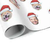 Weihnachtsmannmütze Custom Family Face 4 Fotos Wei Geschenkpapier (Rolleneckpunkt)