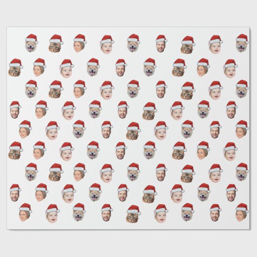 Weihnachtsmannmütze Custom Family Face 5 Fotos Wei Geschenkpapier (Flach)