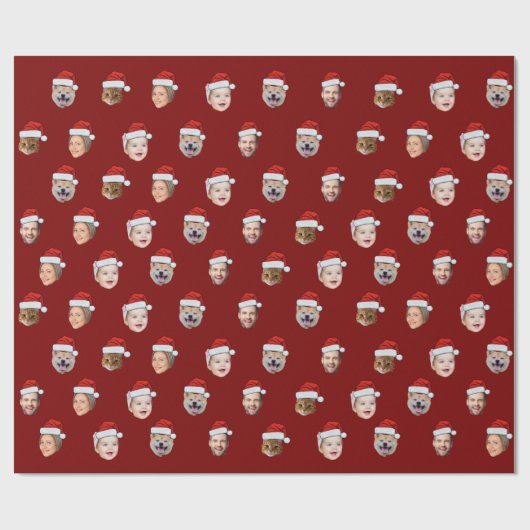 Weihnachtsmannmütze Custom Family Face 5 Fotos Wei Geschenkpapier (Flach)