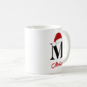 Weihnachtsmannmütze Custom Monogram Red Script Wei Kaffeetasse (VorderseiteRechts)