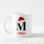 Weihnachtsmannmütze Custom Monogram Red Script Wei Kaffeetasse (Links)