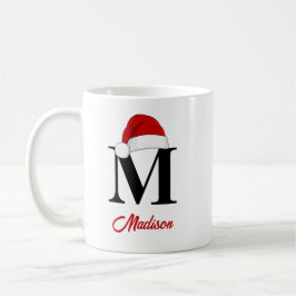 Weihnachtsmannmütze Custom Monogram Red Script Wei Kaffeetasse