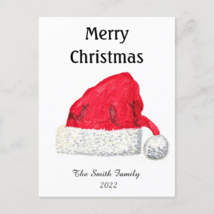 Weihnachtsmannmütze Cute Winter Weihnachten Retro  Postkarte