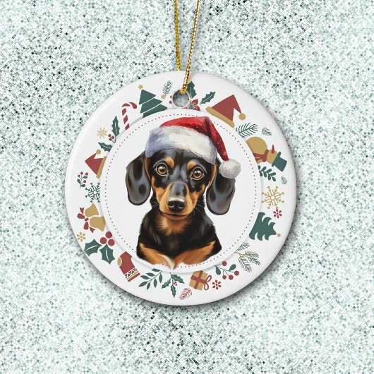 Weihnachtsmannmütze Dackel Hund Weihnachtsbilder K Keramik Ornament