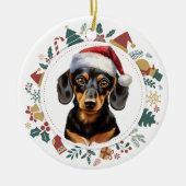 Weihnachtsmannmütze Dackel Hund Weihnachtsbilder K Keramik Ornament (Vorne)
