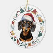 Weihnachtsmannmütze Dackel Hund Weihnachtsbilder K Keramik Ornament (Links)