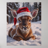 Weihnachtsmannmütze Deer Poster (Vorne)