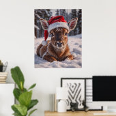 Weihnachtsmannmütze Deer Poster (Heimbüro)