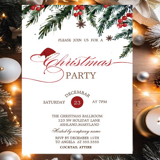 Weihnachtsmannmütze der Kiefernbäume, Weihnachten Einladung